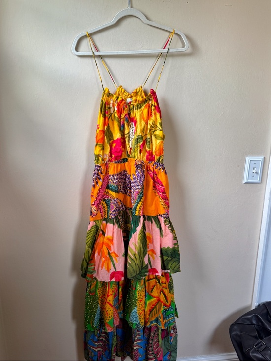 FARM Rio Dresses & Skirts - FARM Rio Yellow Multi-Color Floral Tiered Maxi Dress